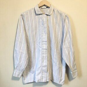 Vintage Canadian 100% Cotton Vertical Stripe Button Down Shirt